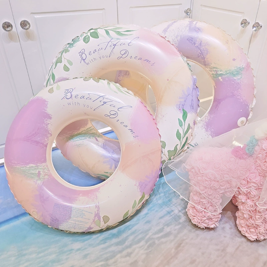 Bavbukwu Anti-Tip Swim Ring for Adults & Kids - Reinforced Inflatable Safety Buoy, Soft Floating Pool Toy with Quick-Dry Design for Water Play & Learning